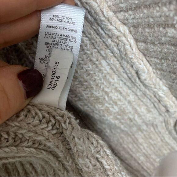 Express Small Grey Open Front Long Sleeved Sweater with Pockets - Picture 6 of 8